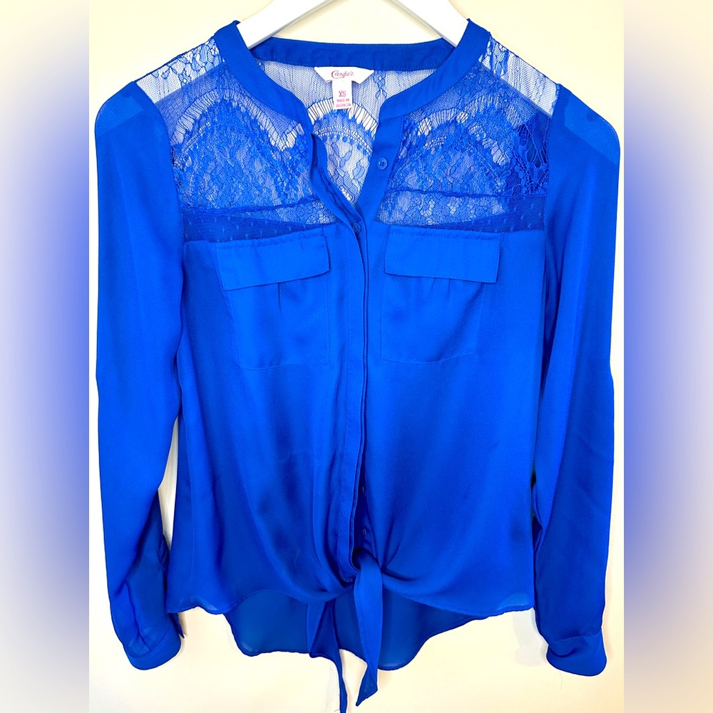 Women’s XS Royal Blue Blouse- Semi Sheer